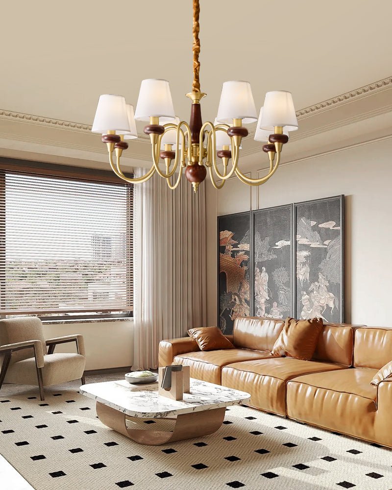 Zovena Classic Elegance Vintage Fabric Wood Chandelier - Letslighting