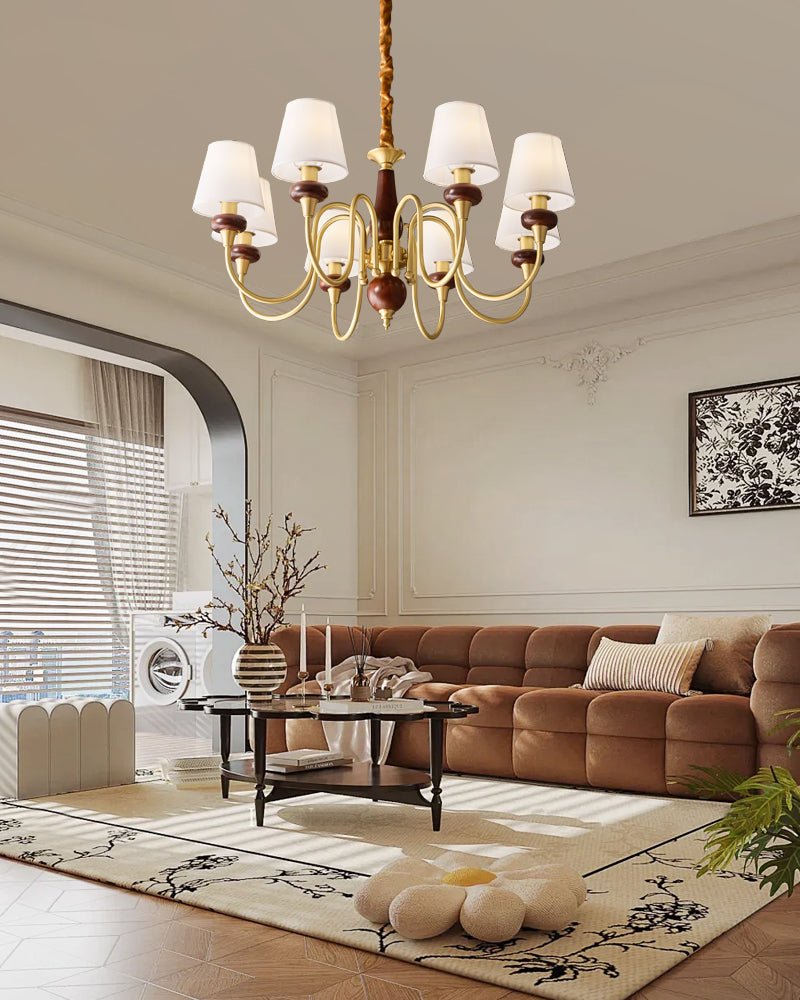 Zovena Classic Elegance Vintage Fabric Wood Chandelier - Letslighting