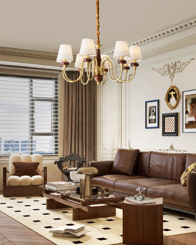 Zovena Classic Elegance Vintage Fabric Wood Chandelier - Letslighting
