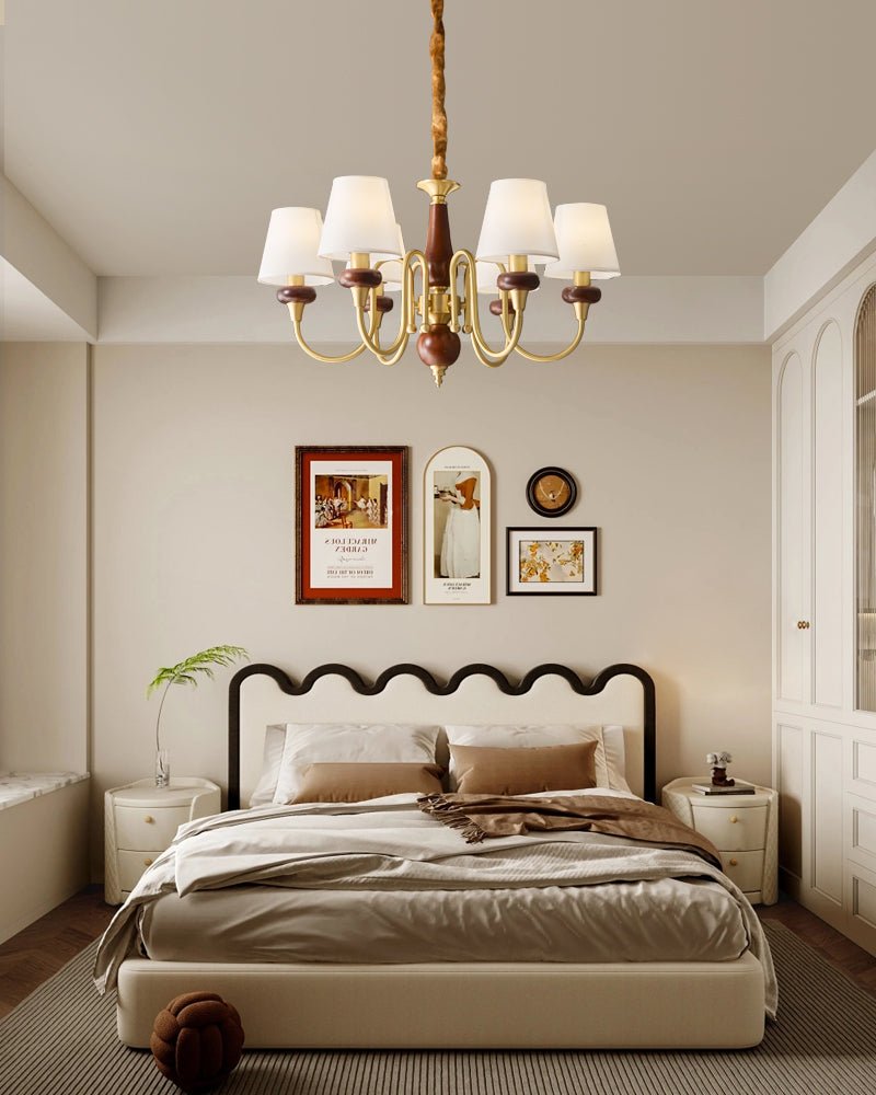 Zovena Classic Elegance Vintage Fabric Wood Chandelier - Letslighting