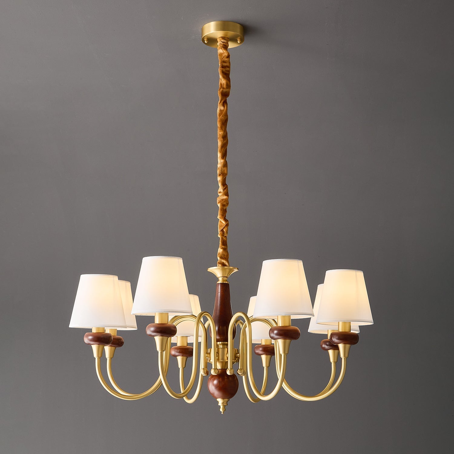 Zovena Classic Elegance Vintage Fabric Wood Chandelier - Letslighting