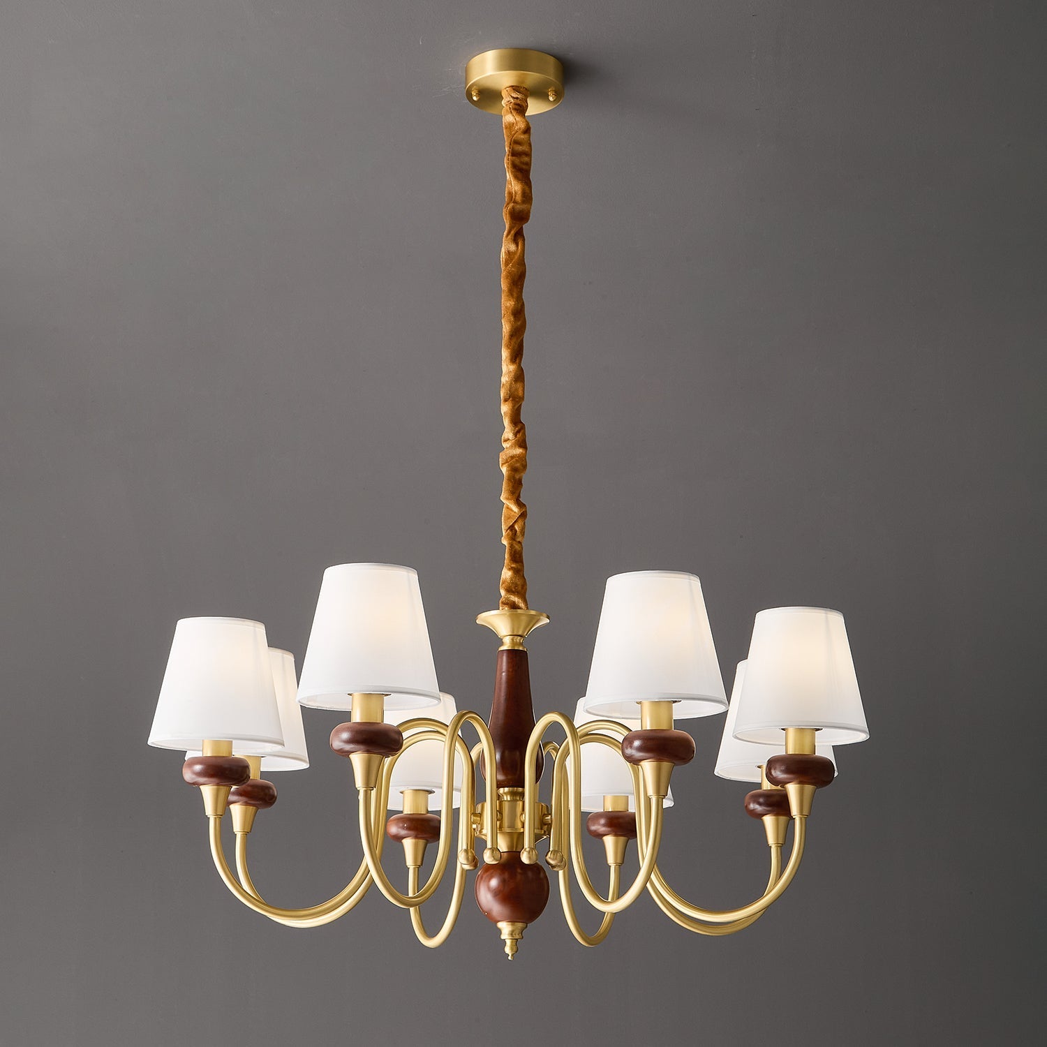 Zovena Classic Elegance Vintage Fabric Wood Chandelier - Letslighting