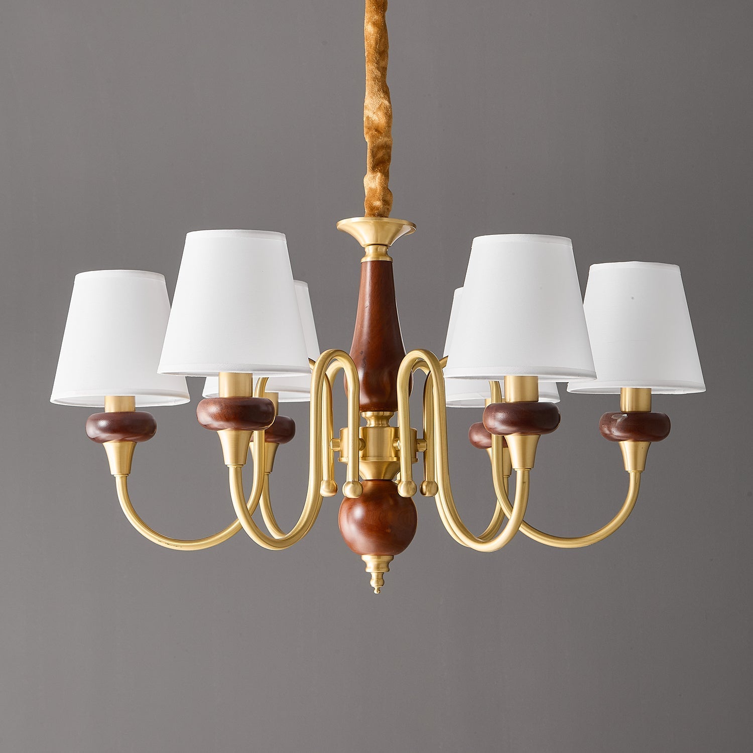 Zovena Classic Elegance Vintage Fabric Wood Chandelier - Letslighting
