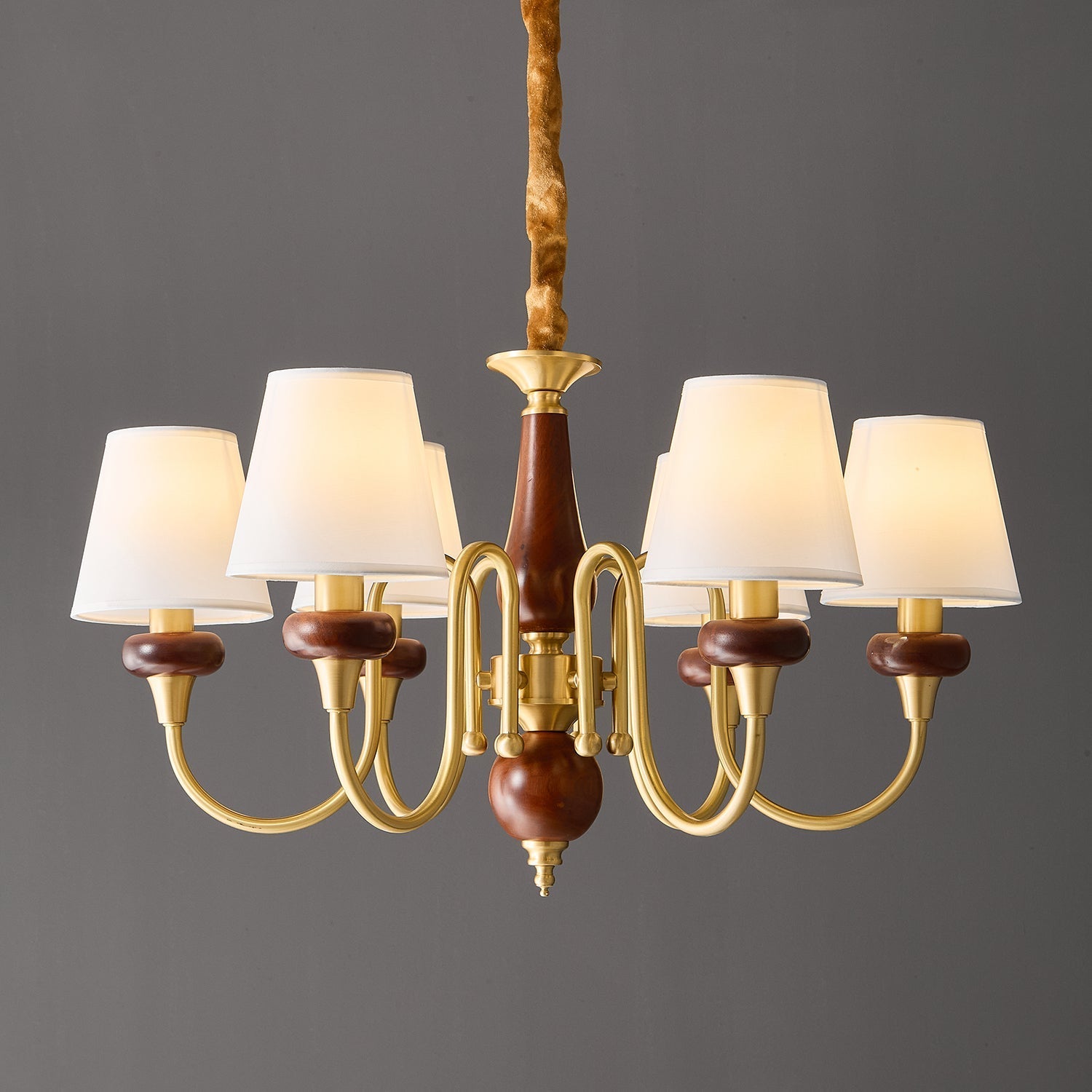 Zovena Classic Elegance Vintage Fabric Wood Chandelier - Letslighting