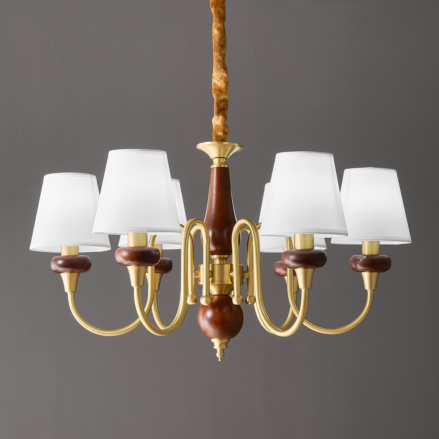 Zovena Classic Elegance Vintage Fabric Wood Chandelier - Letslighting