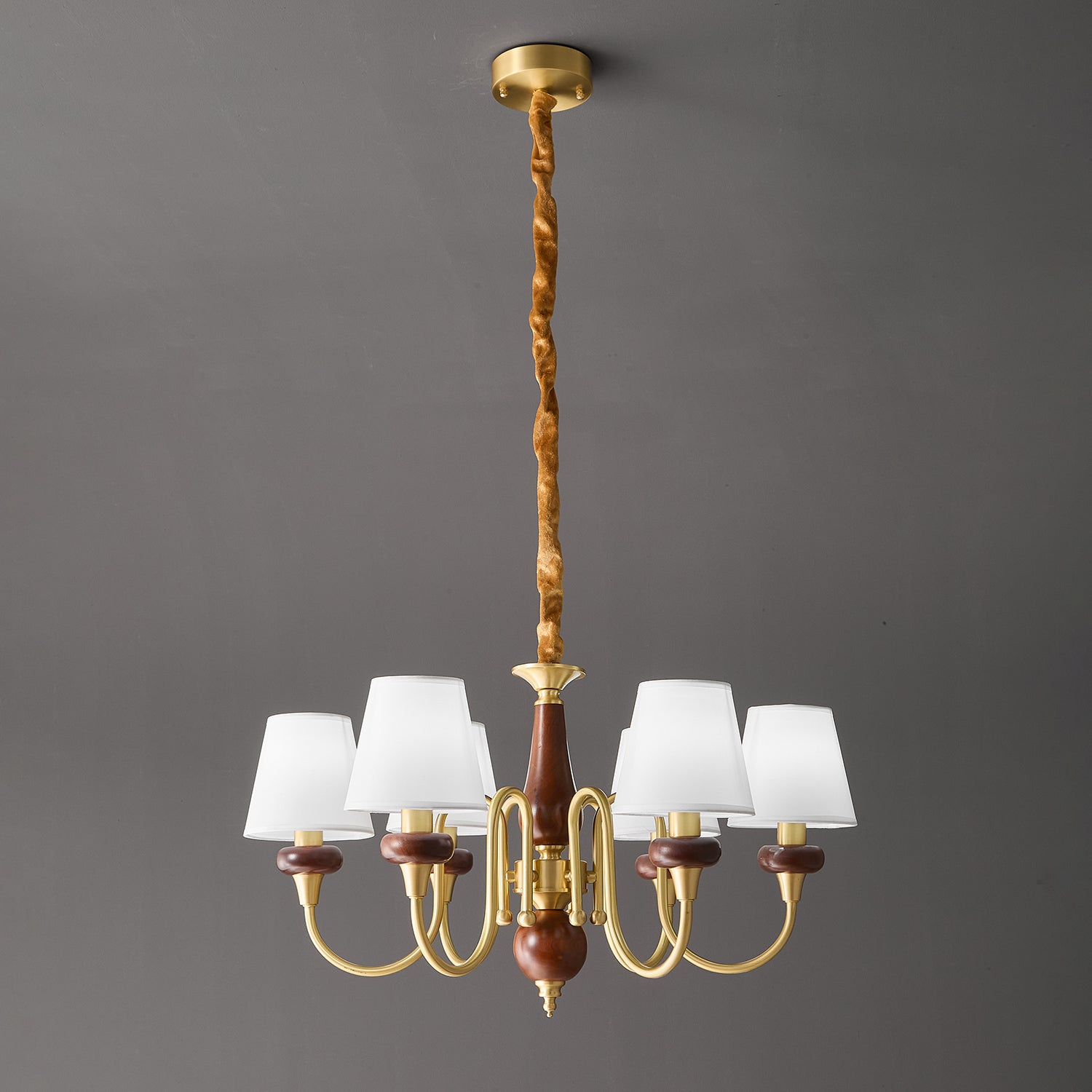 Zovena Classic Elegance Vintage Fabric Wood Chandelier - Letslighting