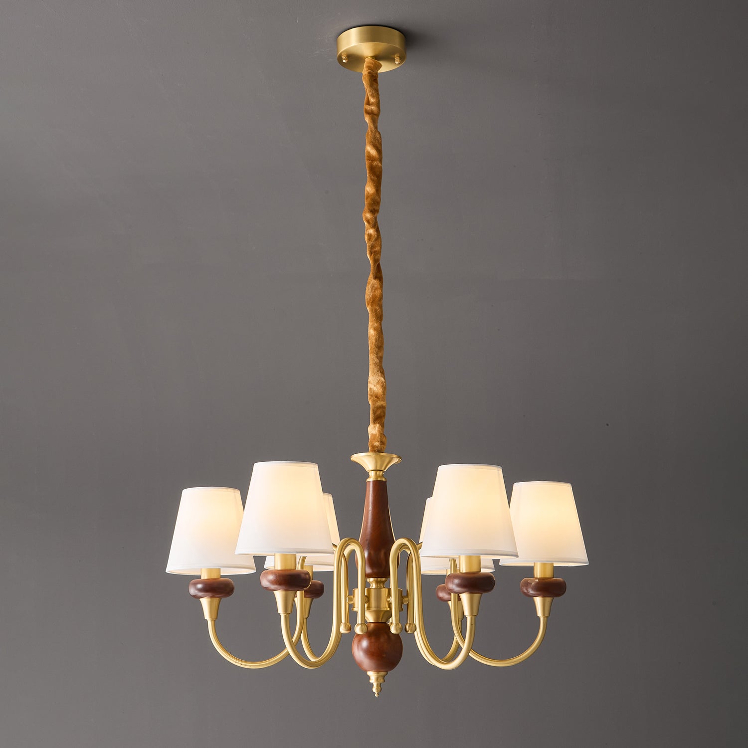 Zovena Classic Elegance Vintage Fabric Wood Chandelier - Letslighting