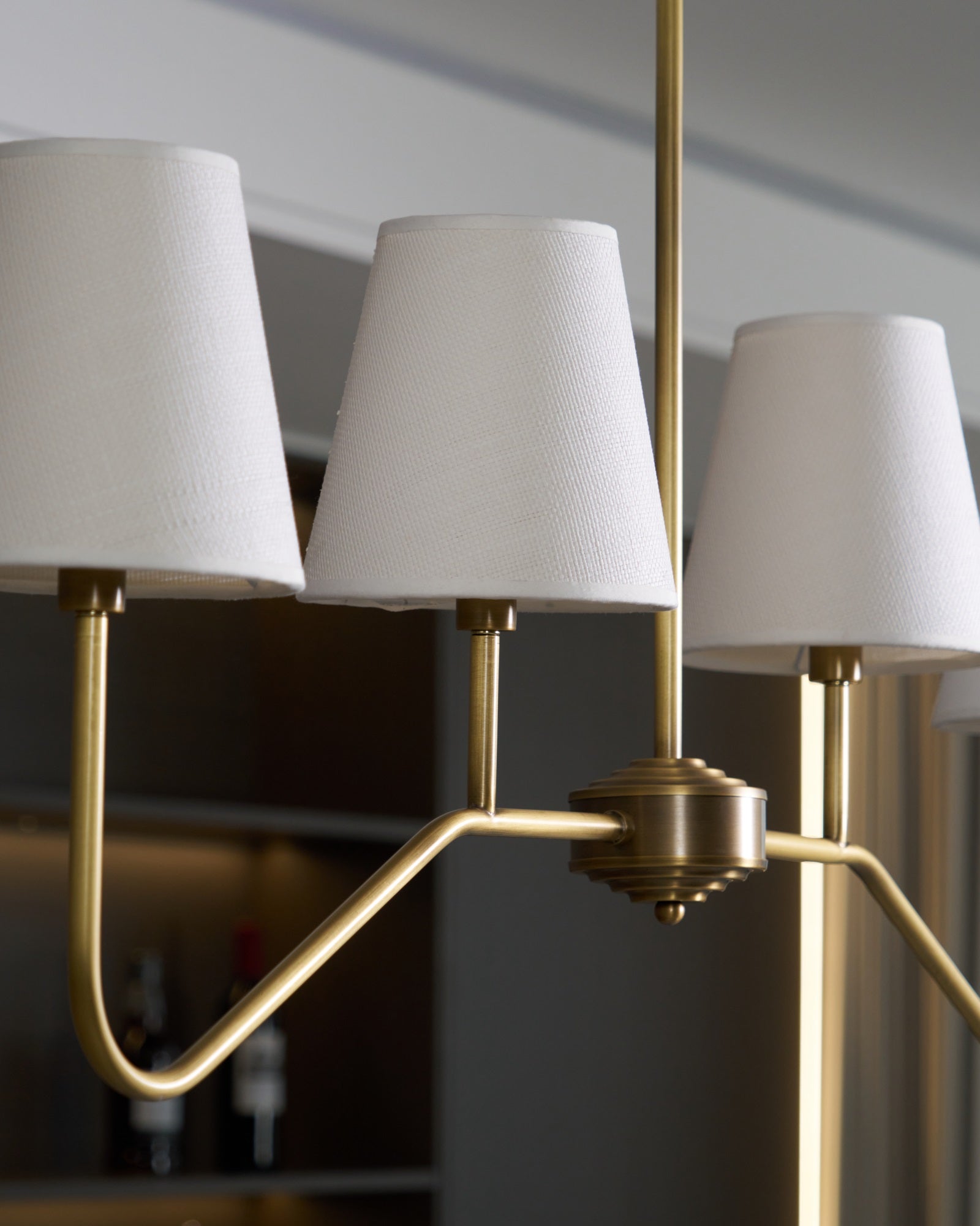 Lustra Chandelier Brass Curved Beige Linear - Letslighting