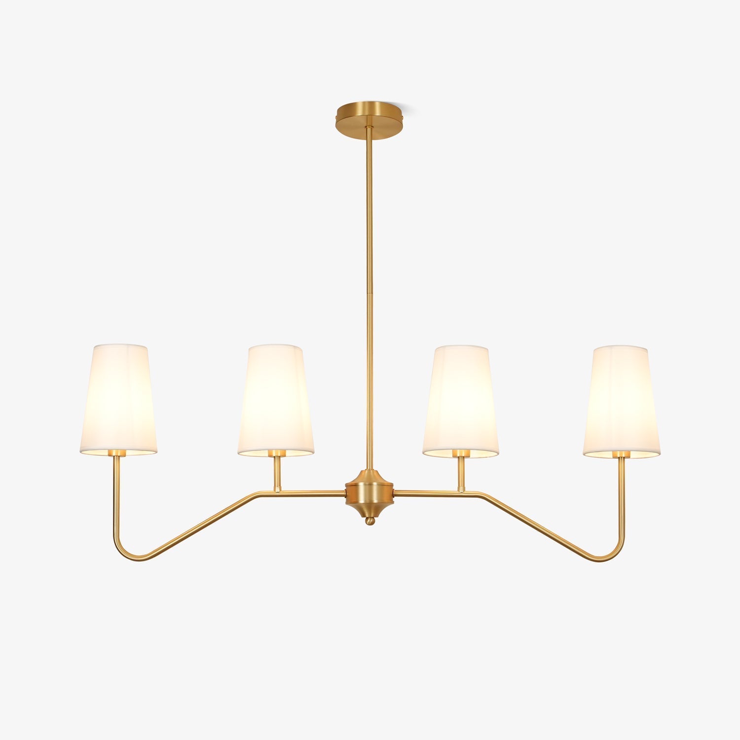 Lustra Chandelier Brass Curved Beige Linear - Letslighting