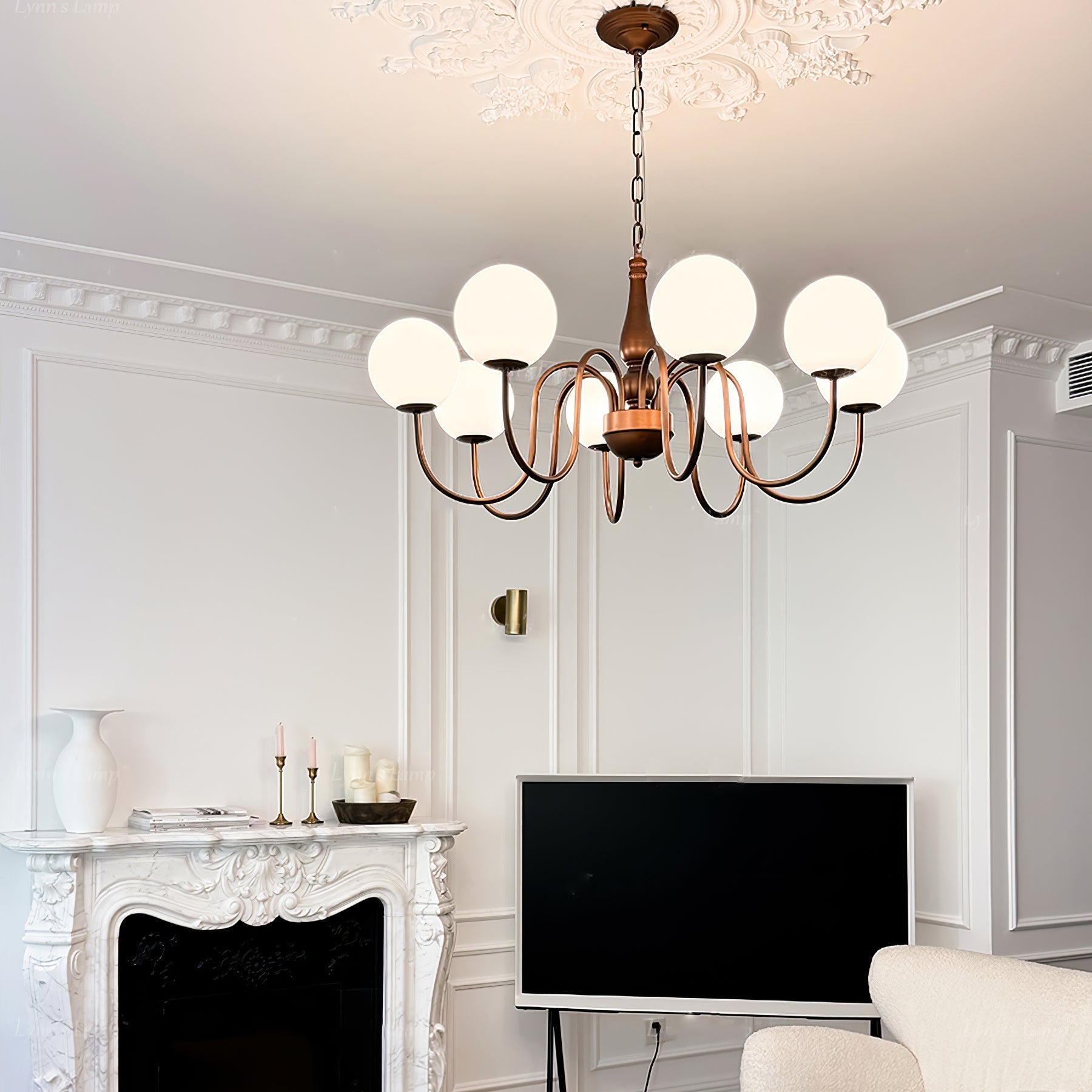 Lustra Chandelier Copper & Glass Grove Ball - Letslighting