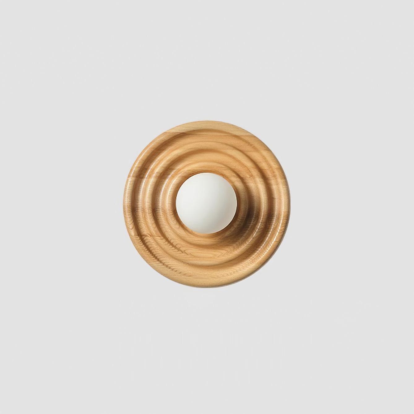 Wall Lamp Ripple with Ash Wood Body and Glass Globe Shade - Letslighting