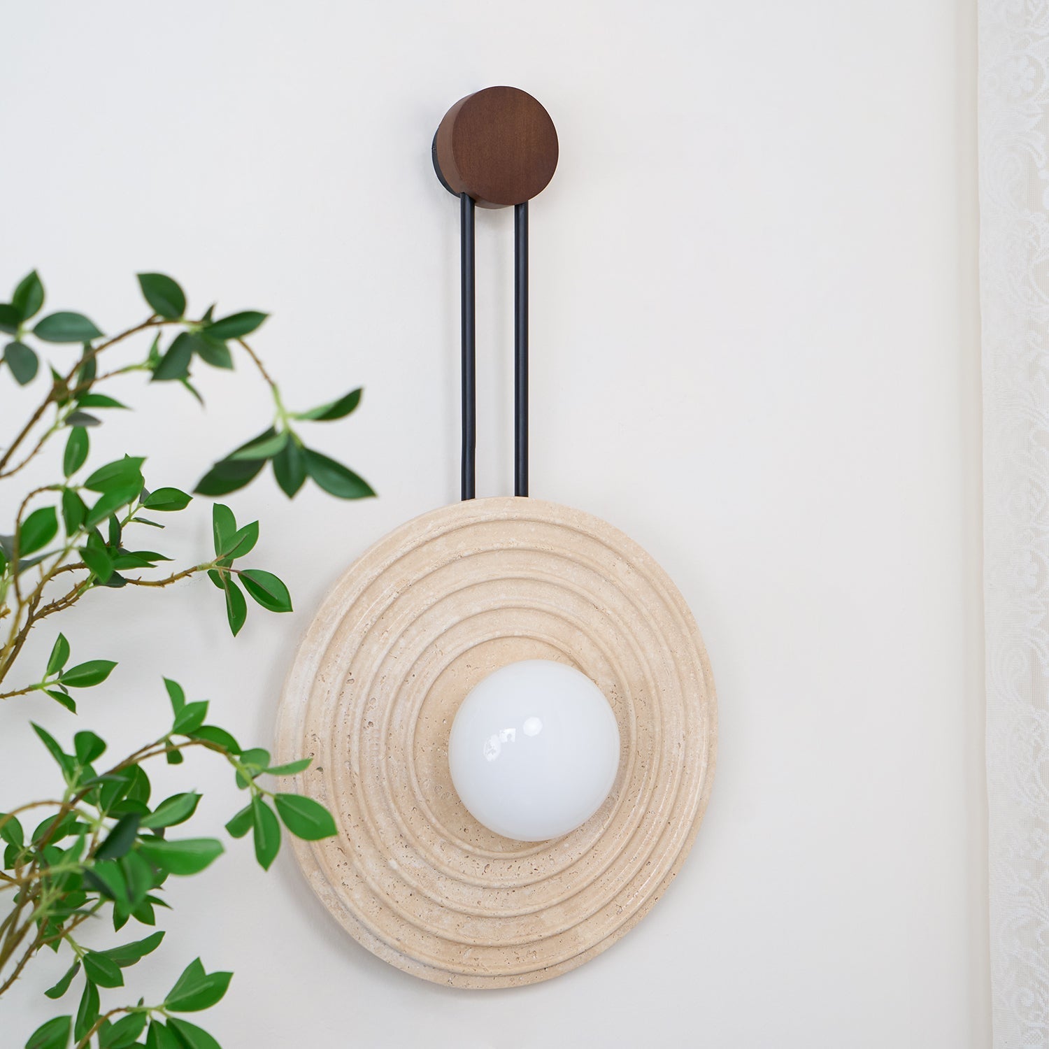 Isoror Spiral-Ring Travertine Wall Light - Letslighting