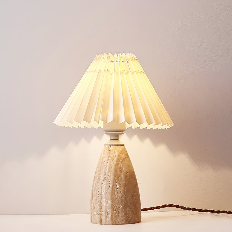 Arsorarae Pleated Travertine Table Lamp - Letslighting