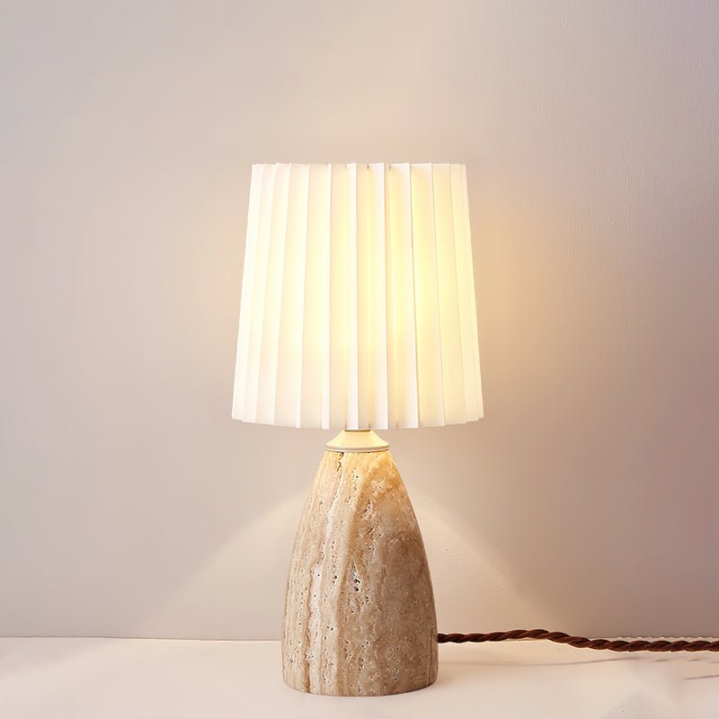 Arsorarae Pleated Travertine Table Lamp - Letslighting