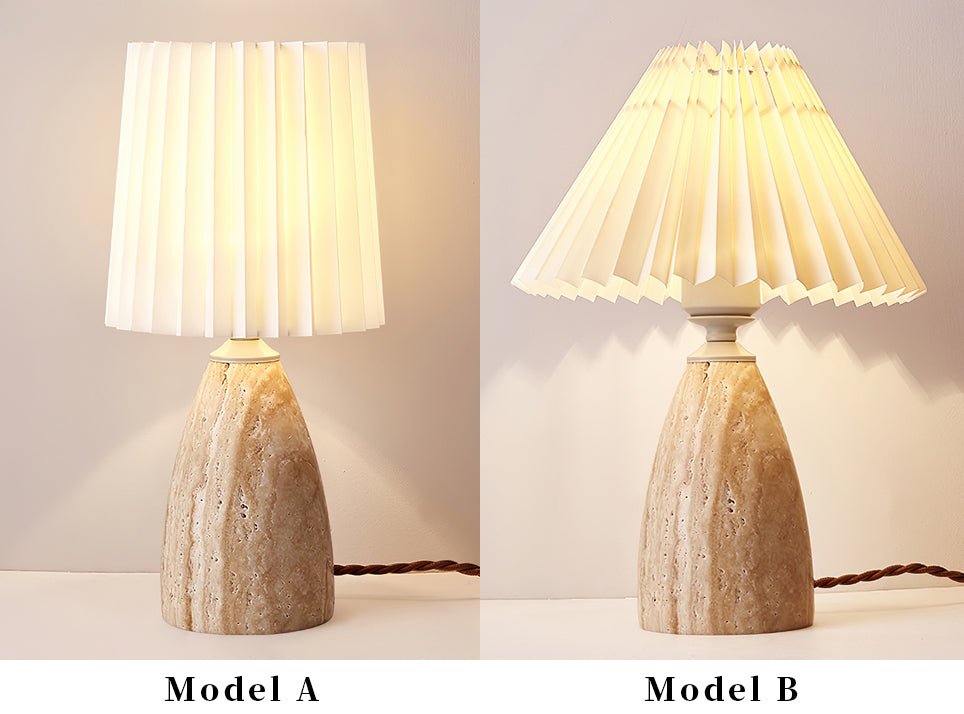 Arsorarae Pleated Travertine Table Lamp - Letslighting