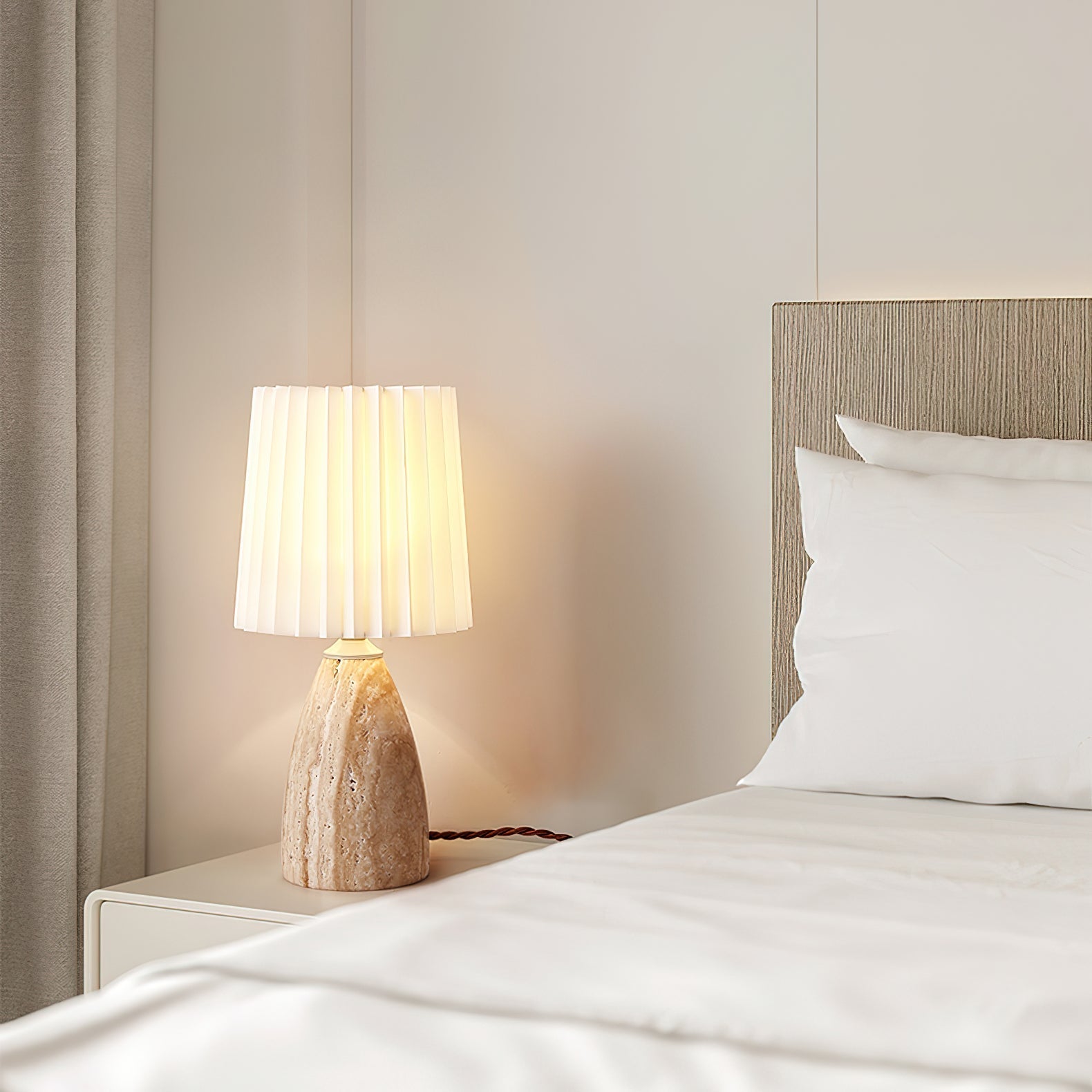 Arsorarae Pleated Travertine Table Lamp - Letslighting