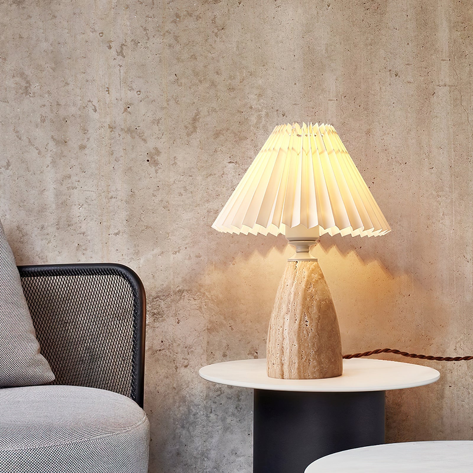 Arsorarae Pleated Travertine Table Lamp - Letslighting