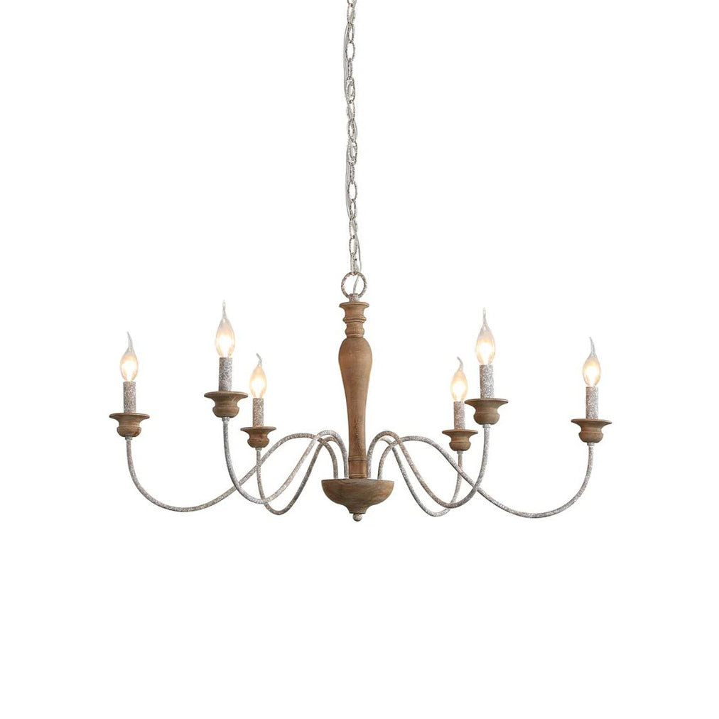 Illoros Vintage Industrial Candle Hand-carved Wood Chandelier - Letslighting
