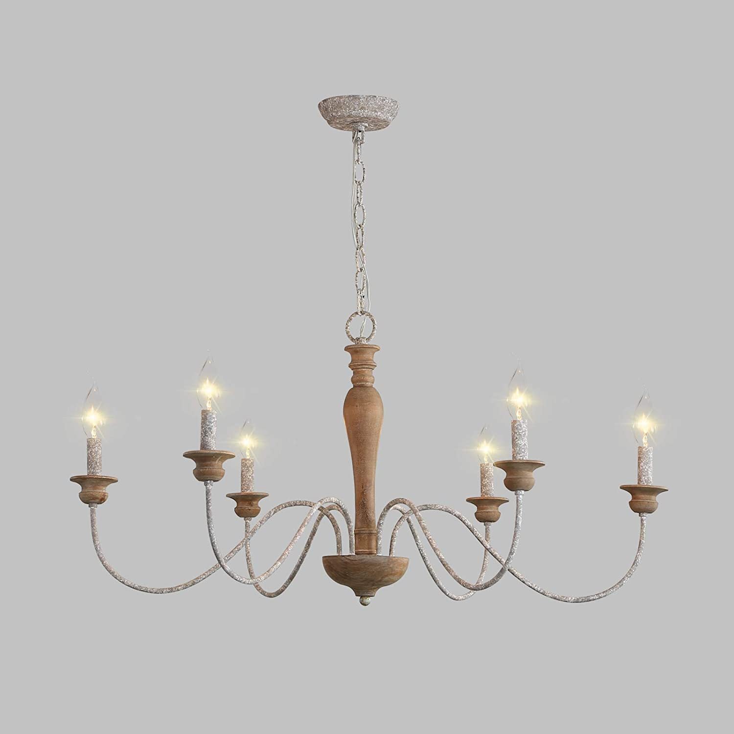 Illoros Vintage Industrial Candle Hand-carved Wood Chandelier - Letslighting