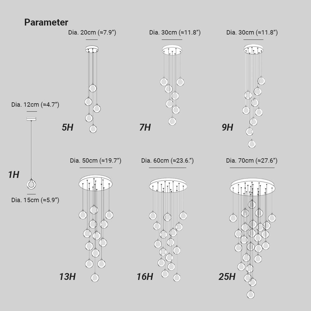 Arisha Multi-Heads Globe Cluster Chandelier Glass Dining Room Living Room - Letslighting