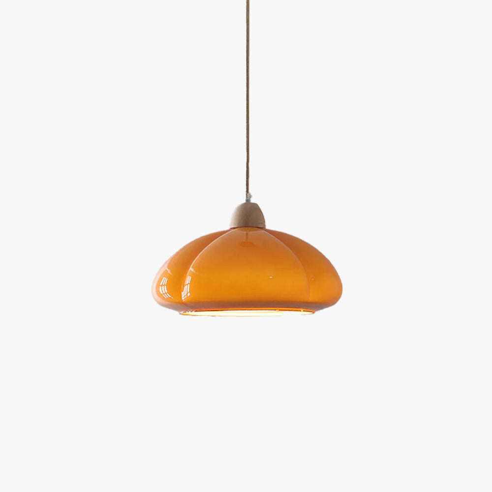 Valentina Retro Pendant Light Pumpkin Glass Bedroom Dining Room