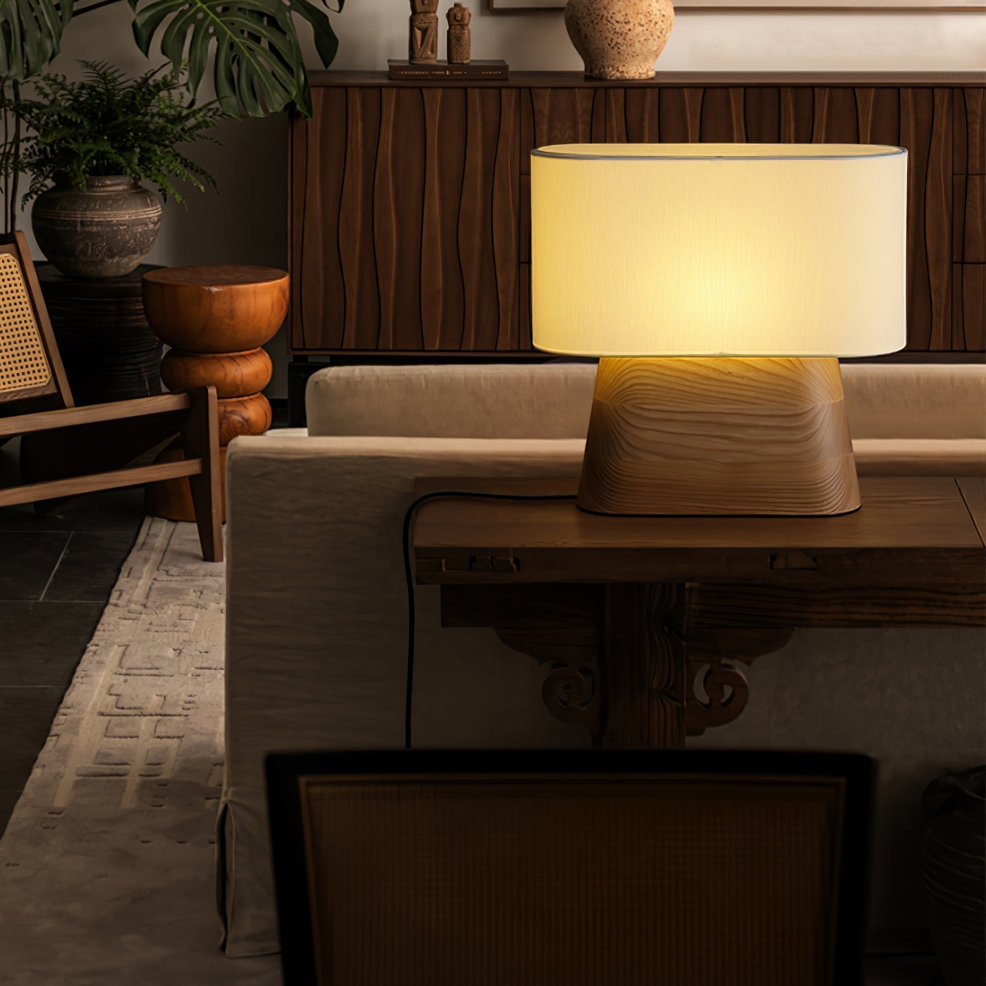 Sylva Wood & Fabric Table Lamp - Letslighting