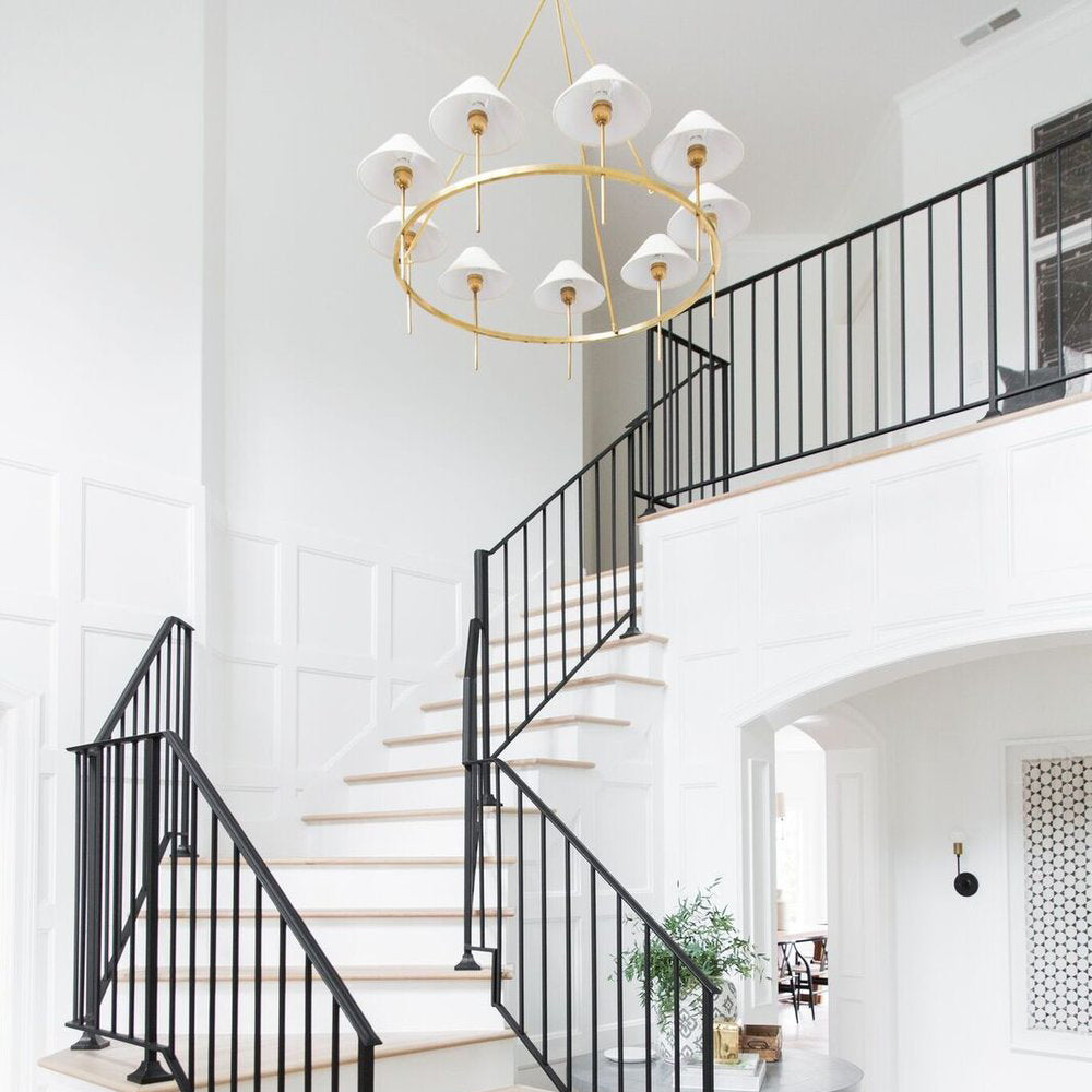 Hackney Vintage Industrial Large Brass Fabric Chandelier - Letslighting