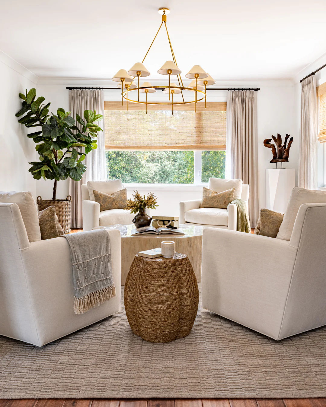 Hackney Vintage Industrial Large Brass Fabric Chandelier - Letslighting