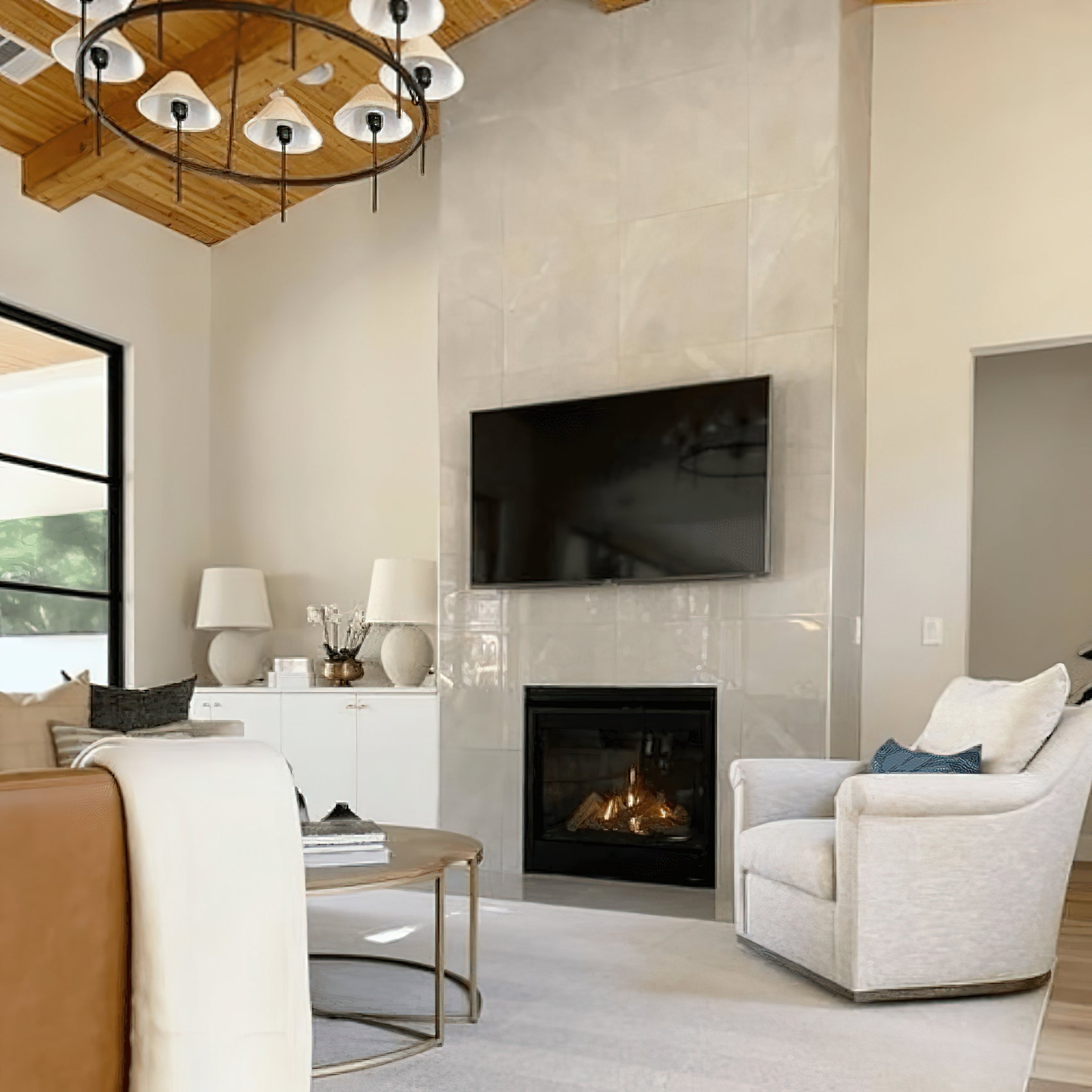 Hackney Vintage Industrial Large Brass Fabric Chandelier - Letslighting