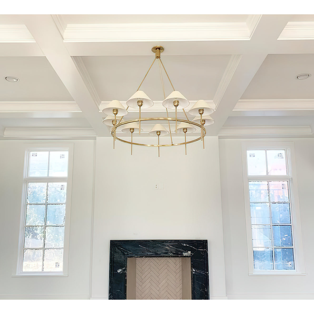 Hackney Vintage Industrial Large Brass Fabric Chandelier - Letslighting