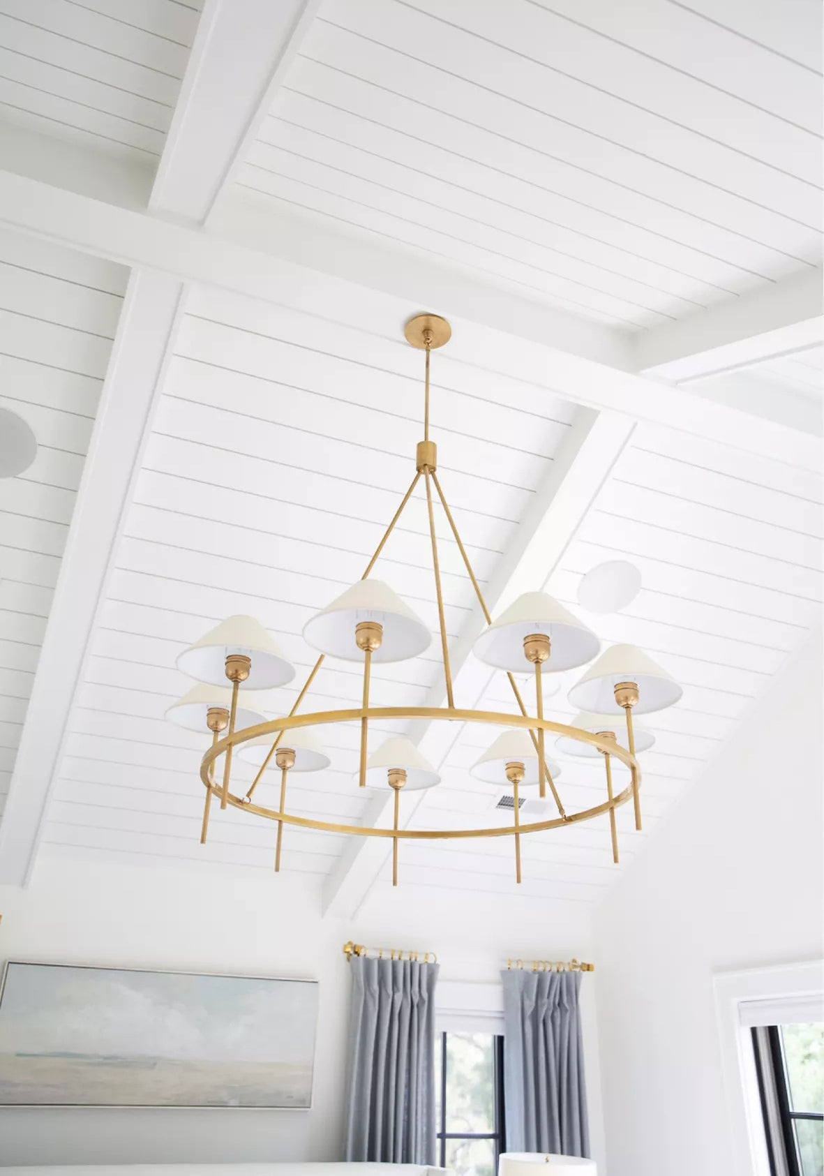 Hackney Vintage Industrial Large Brass Fabric Chandelier - Letslighting