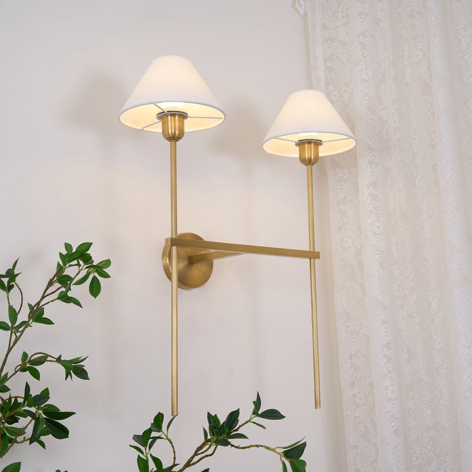 Silva White Cone Shade Wall Lamp Fabric - Letslighting