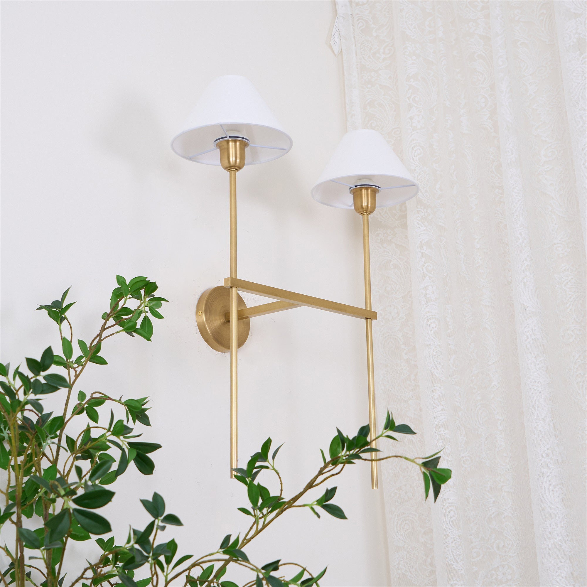 Silva White Cone Shade Wall Lamp Fabric - Letslighting