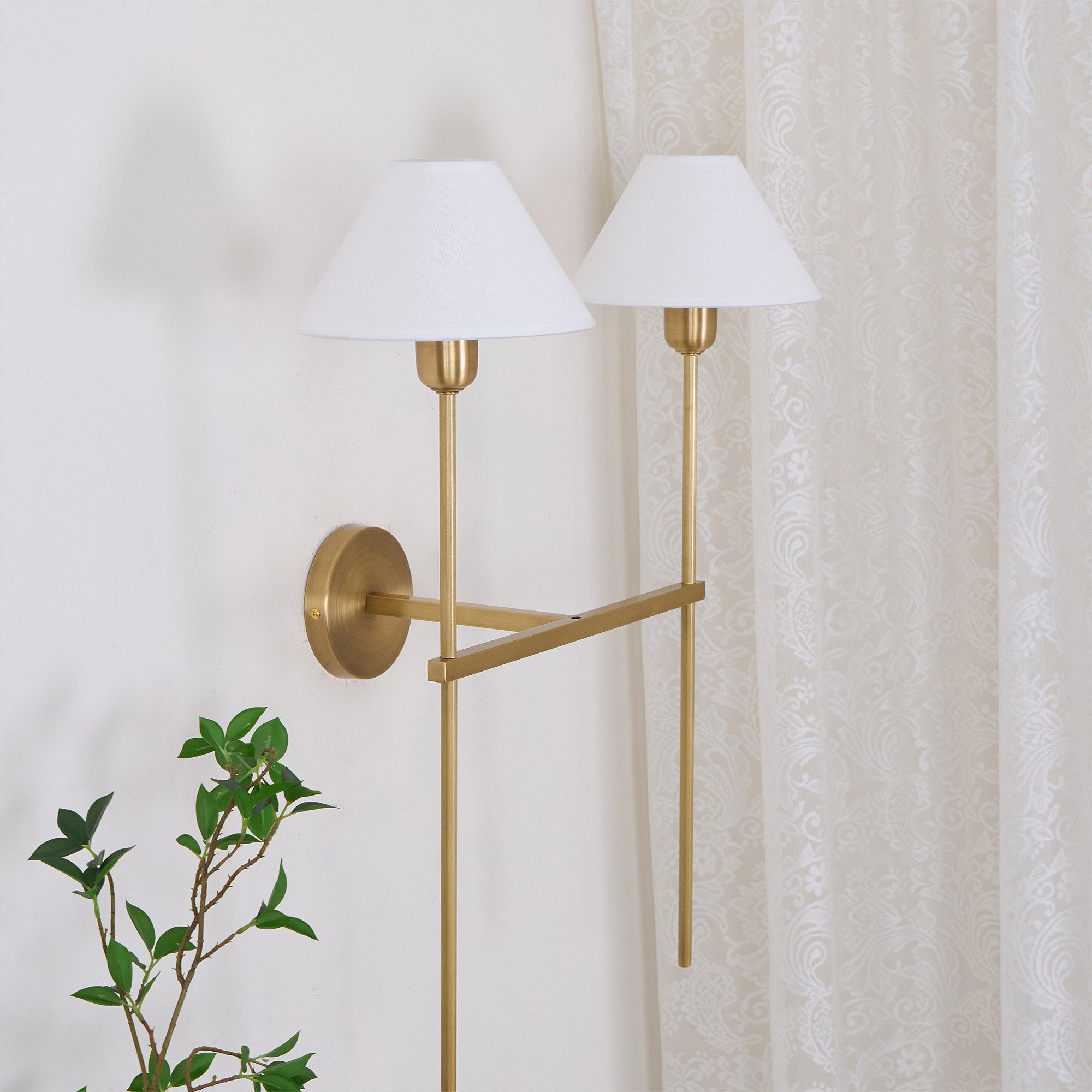 Silva White Cone Shade Wall Lamp Fabric - Letslighting