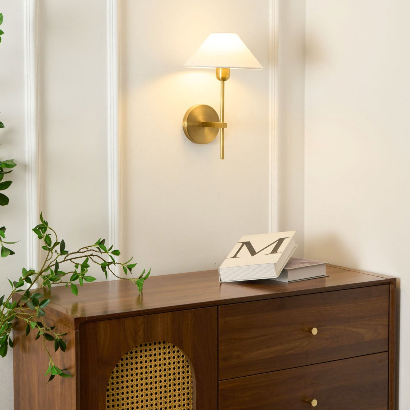 Silva White Cone Shade Wall Lamp Fabric - Letslighting