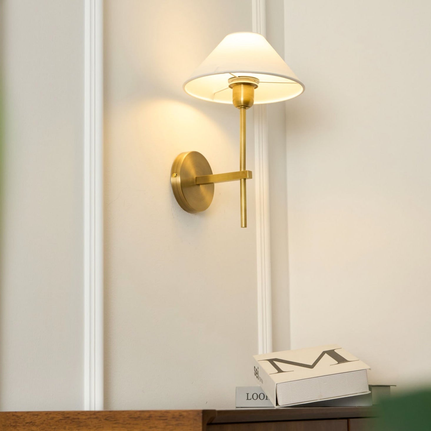 Silva White Cone Shade Wall Lamp Fabric - Letslighting