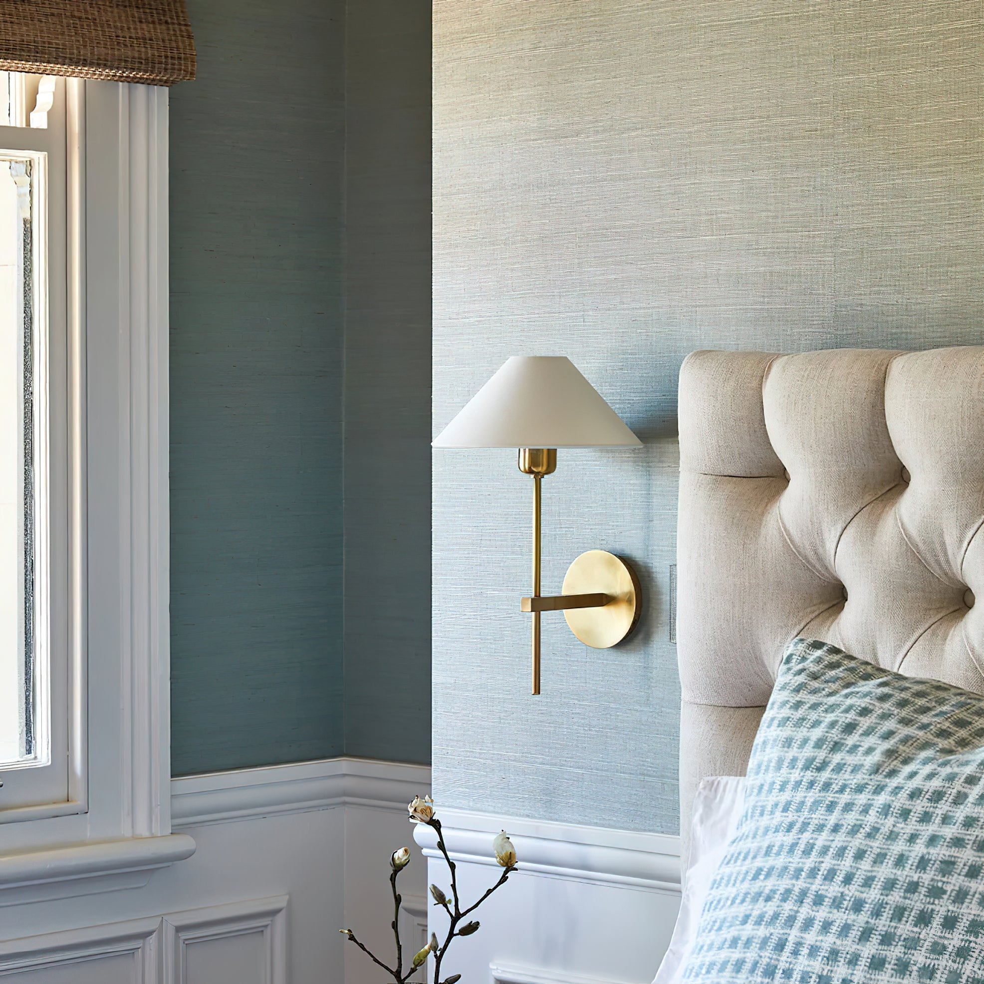 Silva White Cone Shade Wall Lamp Fabric - Letslighting