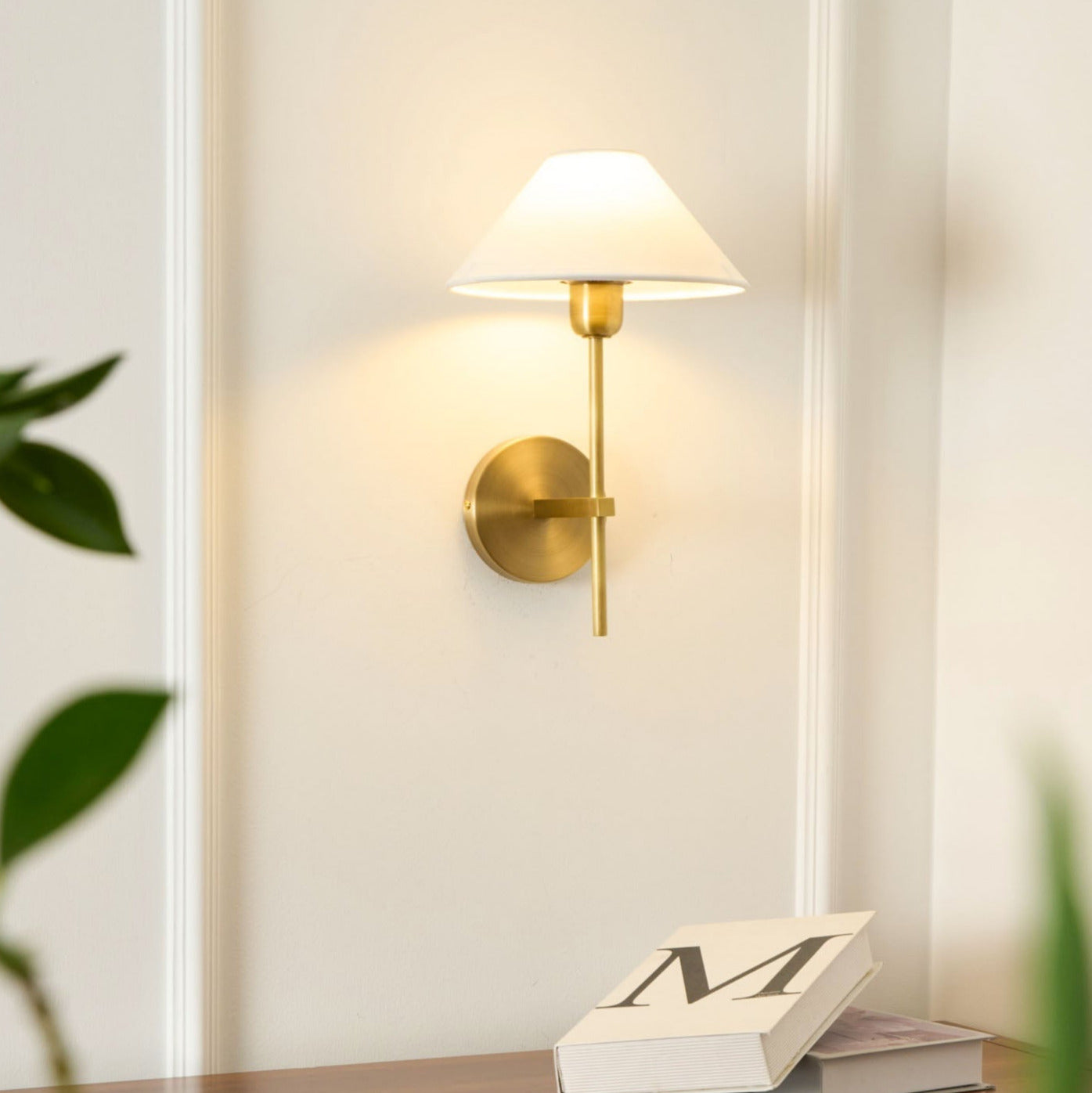 Silva White Cone Shade Wall Lamp Fabric - Letslighting