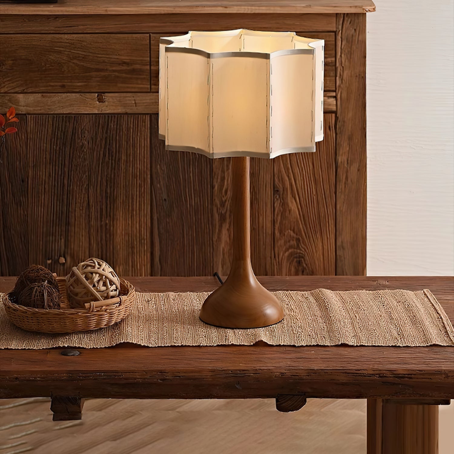 Solstise Wood Fabric Retro Table Lamp - Letslighting