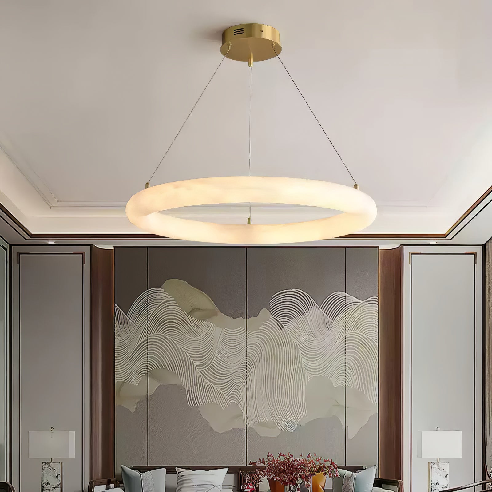 Erzorila Circular Alabaster Pendant Light