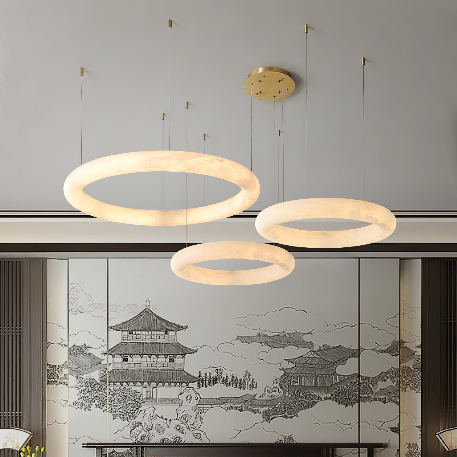 Erzorila Circular Alabaster Pendant Light