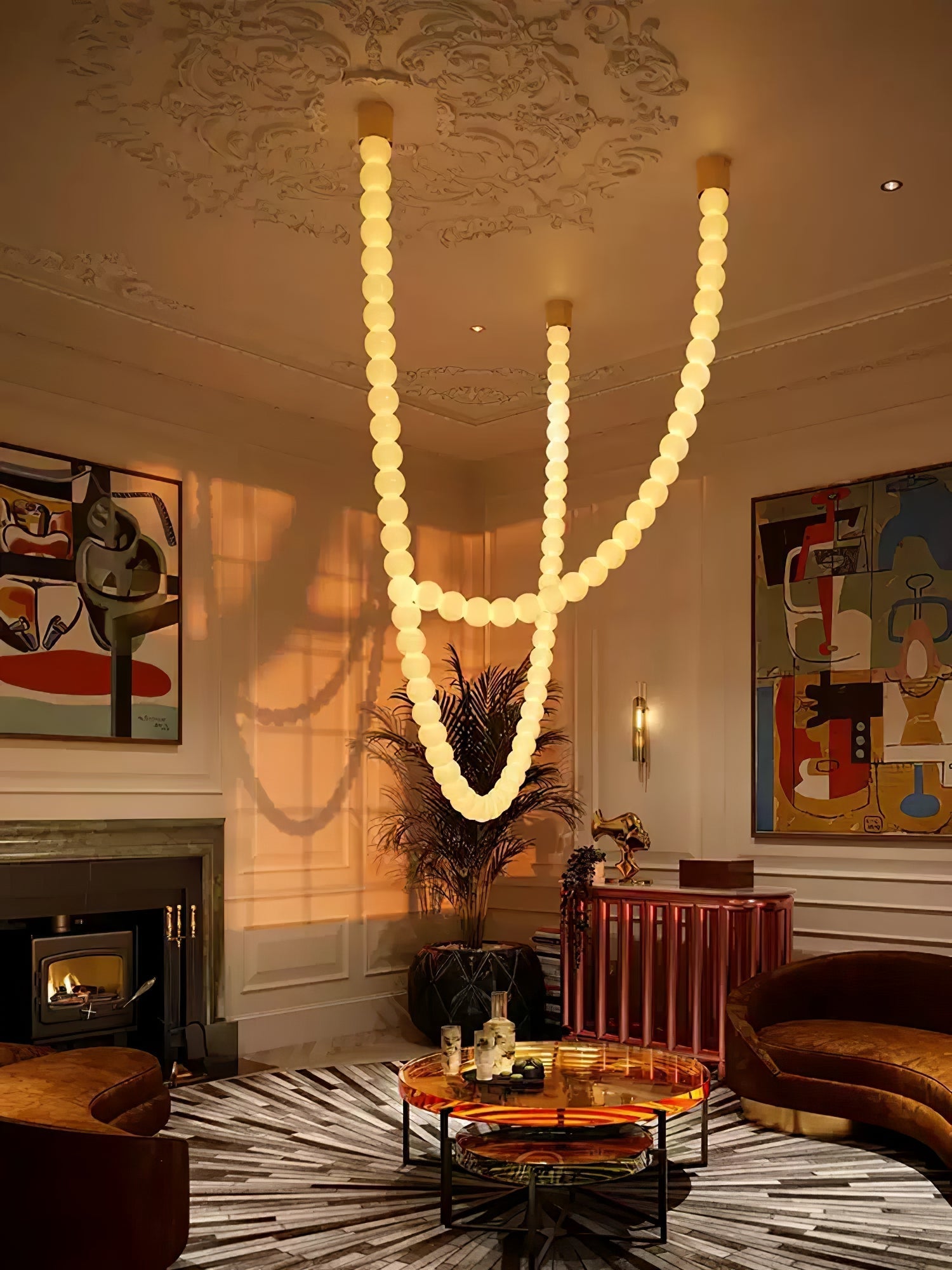 PearlCascade Glass Bead Chandelier - Letslighting