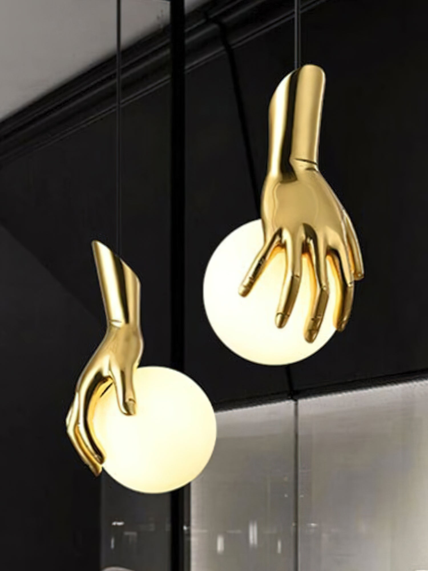 Avnorira Hand Holding Globe Brass Glass Pendant Light - Letslighting
