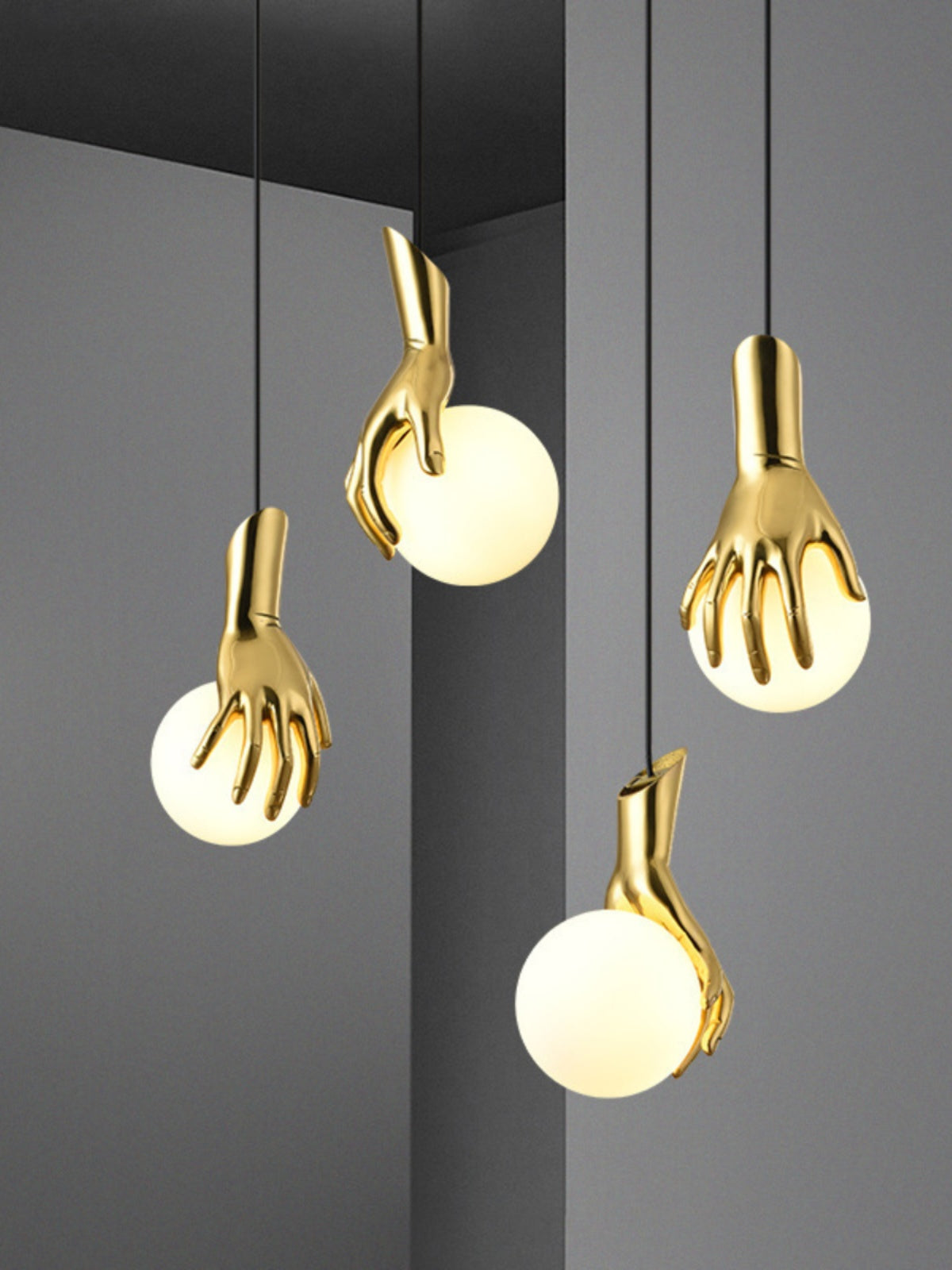 Avnorira Hand Holding Globe Brass Glass Pendant Light - Letslighting
