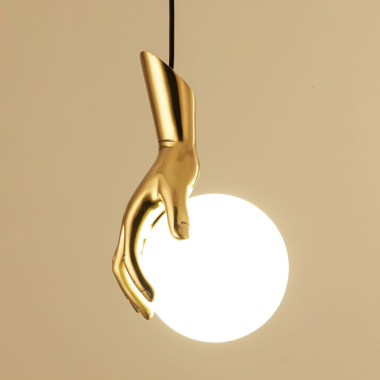 Avnorira Hand Holding Globe Brass Glass Pendant Light - Letslighting