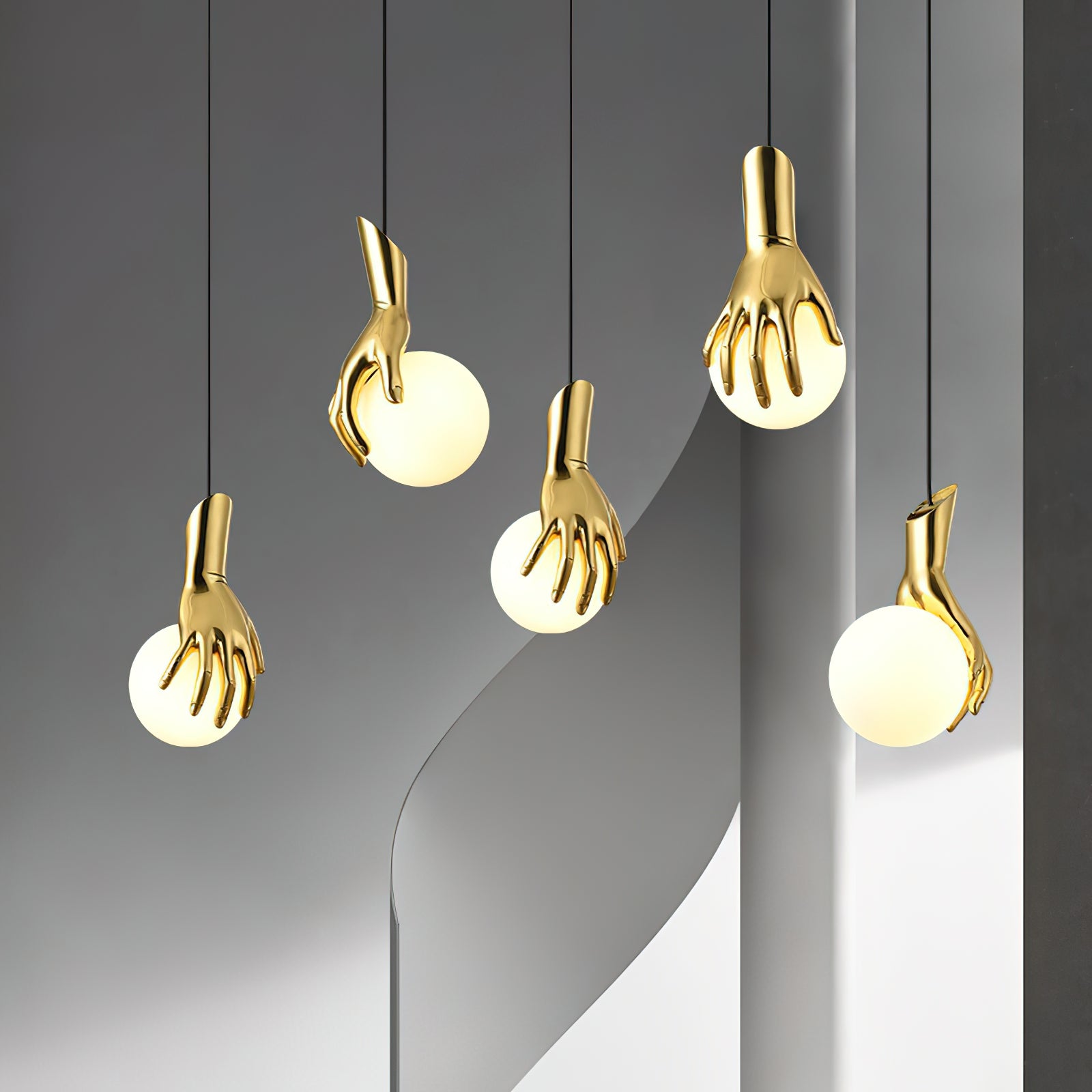 Avnorira Hand Holding Globe Brass Glass Pendant Light - Letslighting