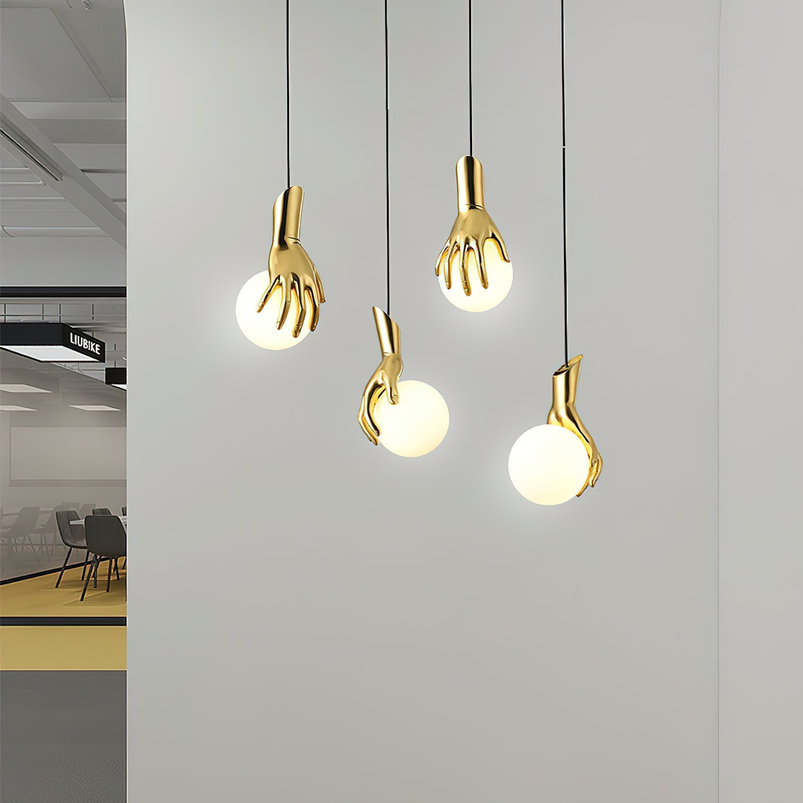 Avnorira Hand Holding Globe Brass Glass Pendant Light - Letslighting