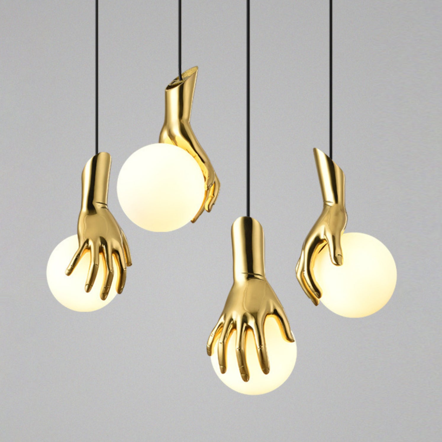 Avnorira Hand Holding Globe Brass Glass Pendant Light - Letslighting