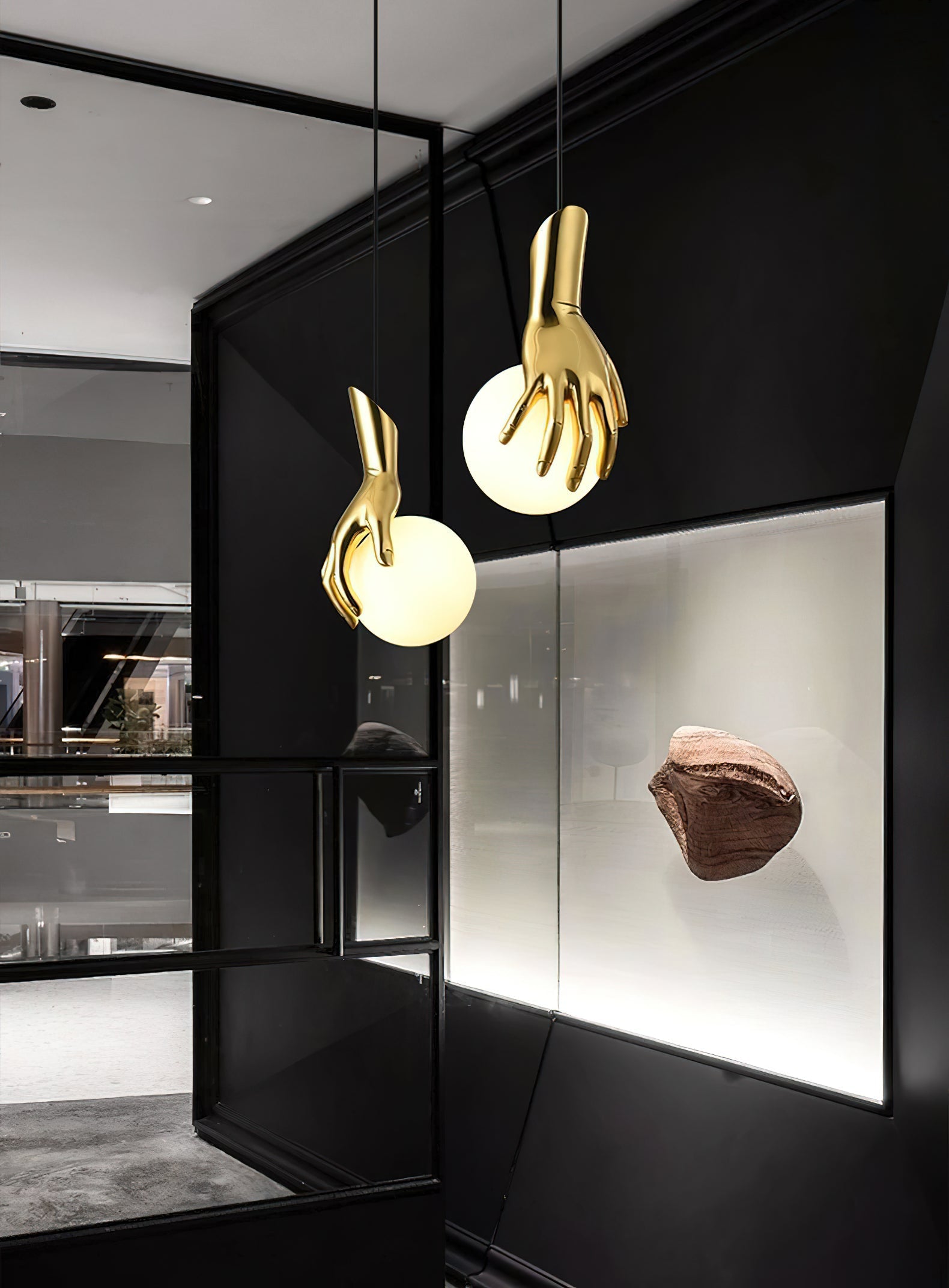 Avnorira Hand Holding Globe Brass Glass Pendant Light - Letslighting