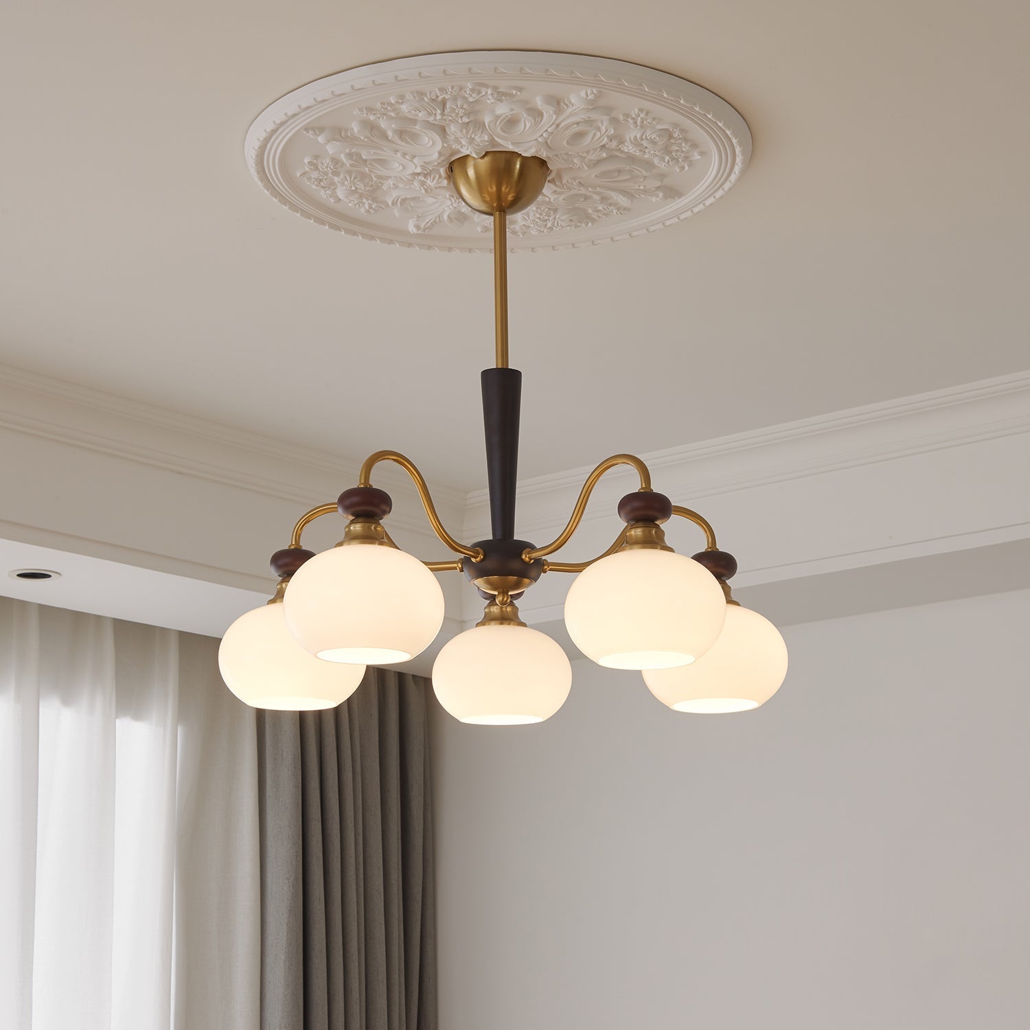 Calaeila Traditional Elegance Sphere Wood Glass Chandelier - Letslighting
